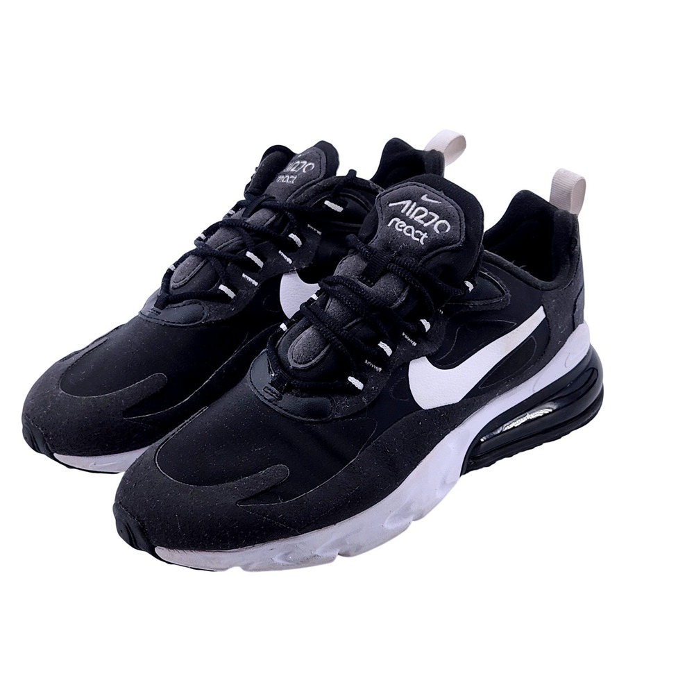 Nike Air Max 270 React Mens 9 Black White CI3899-002 Running Shoes Lifestyle